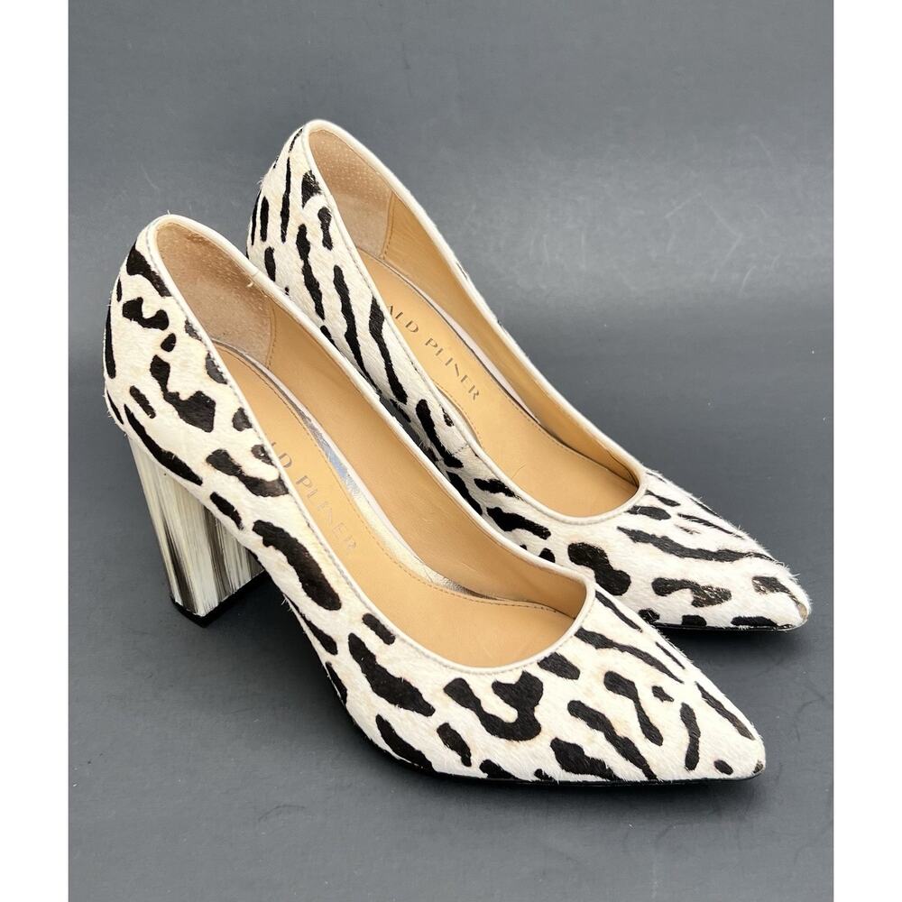 Donald Pliner "Neal" Pointed Toe Block Heels Pony Hair Pumps Women's Size 5 US